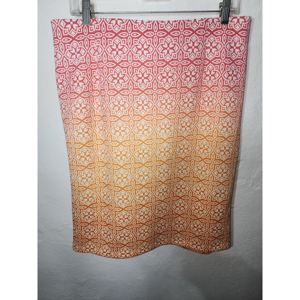 Cato Pencil Skirt Womens Large Pink Orange Ombre‎ Geometric Medallion Stretch